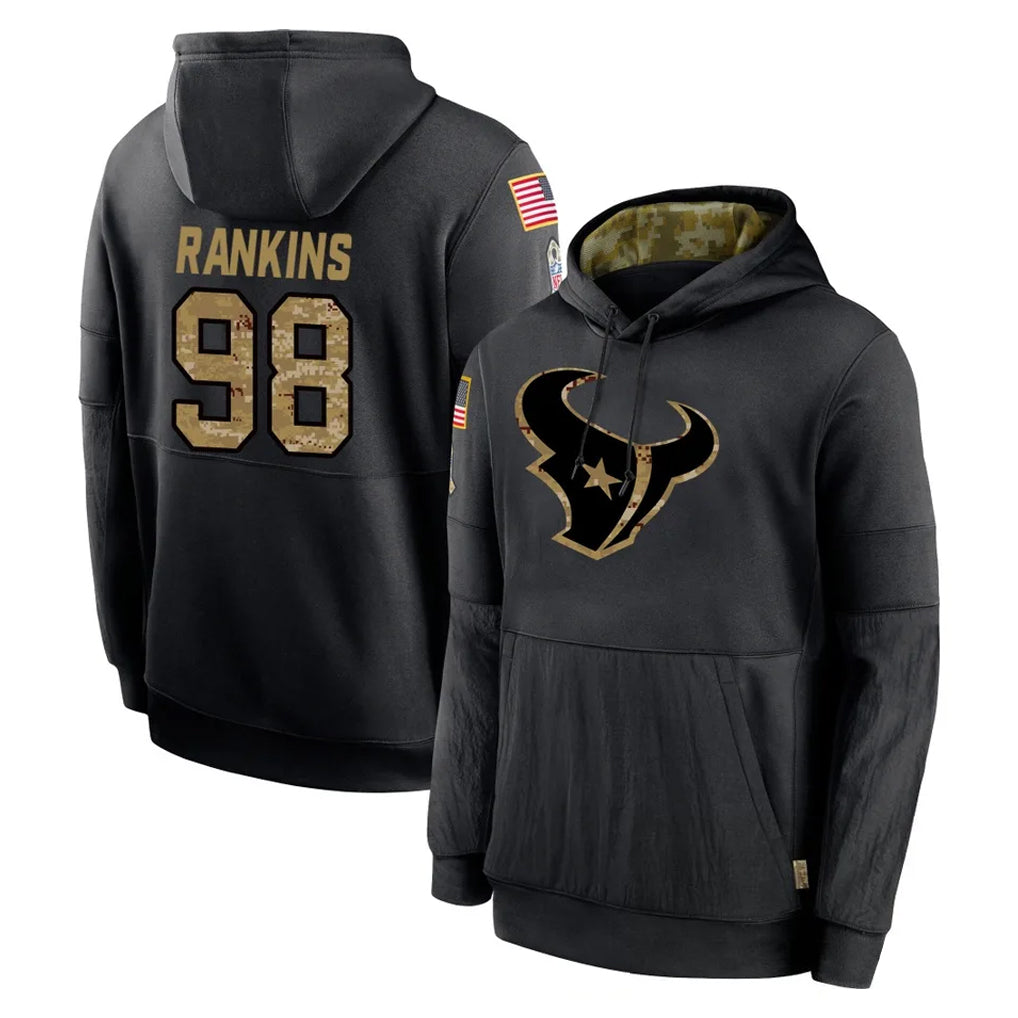 Vanessashop H.Texans #98 Sheldon Rankins Player Black Salute to Service Hoodies Limited Game Stitched Jerseys