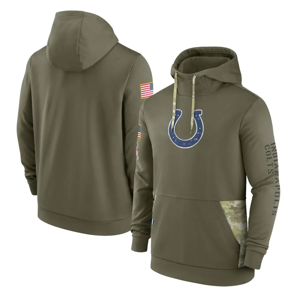 Vanessashop IN.Colts Olive Salute To Service Hoodies Limited Blank Player Stitched Jerseys
