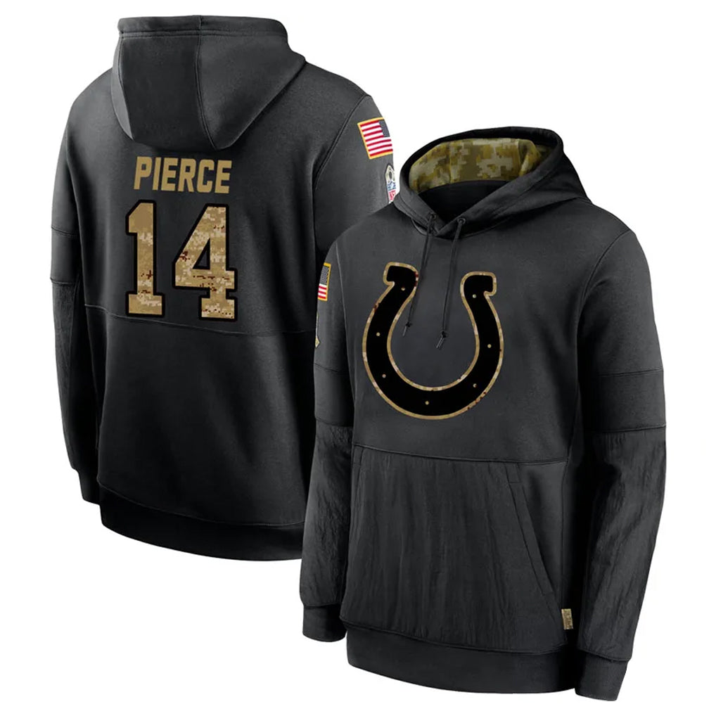 Vanessashop IN.Colts #14 Alec Pierce Player Black Salute to Service Hoodies Limited Game Stitched Jerseys