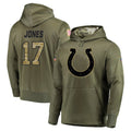Vanessashop IN.Colts #17 Daniel Jones Player Olive Salute to Service Pullover Hoodies Home Game Stitched Jerseys