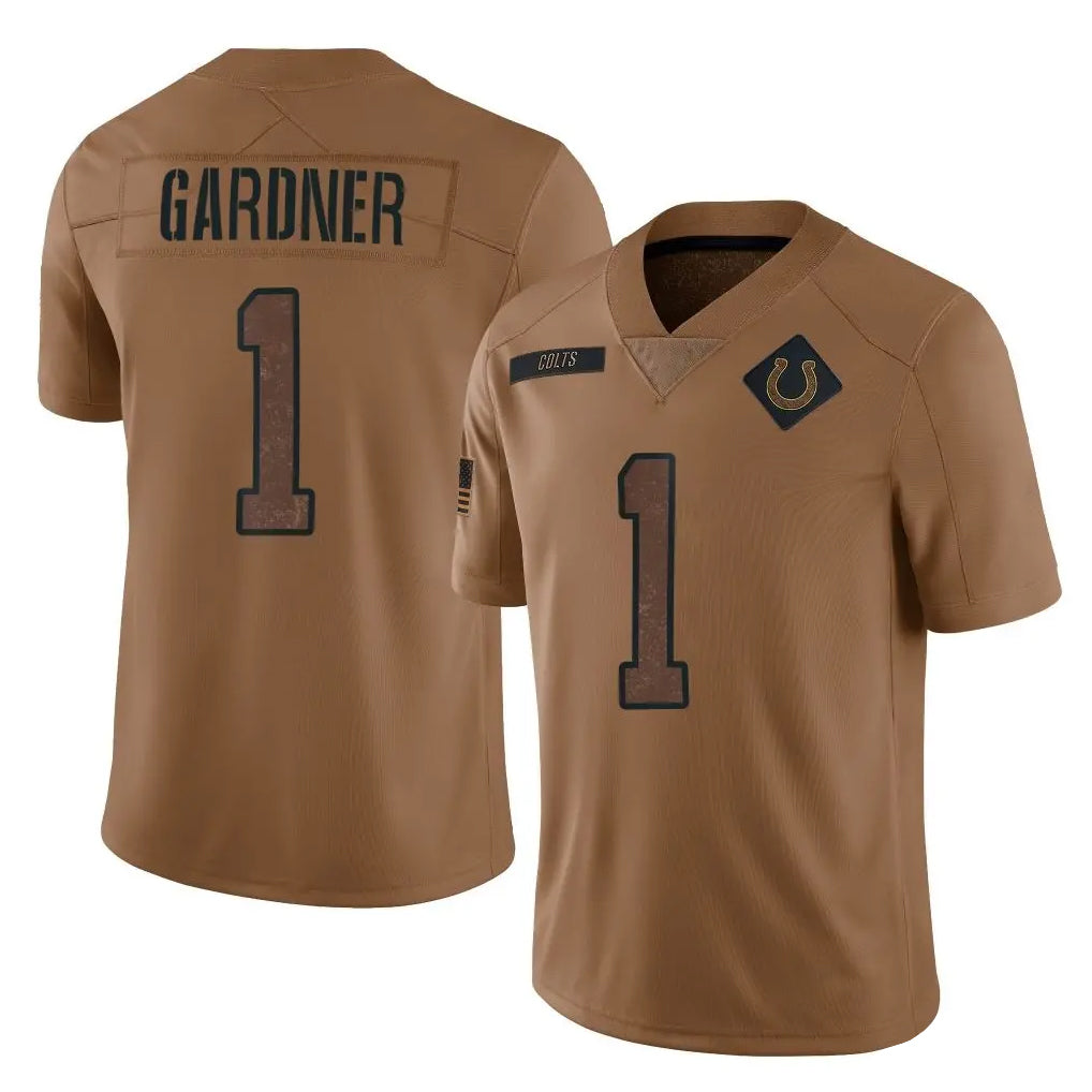 Vanessashop IN.Colts #1 Sauce Gardner Player Brown Salute To Service Limited Stitched Jerseys