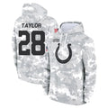 Vanessashop IN.Colts #28 Jonathan Taylor Player Arctic Camo Salute to Service Hoodies Limited Game Stitched Jerseys