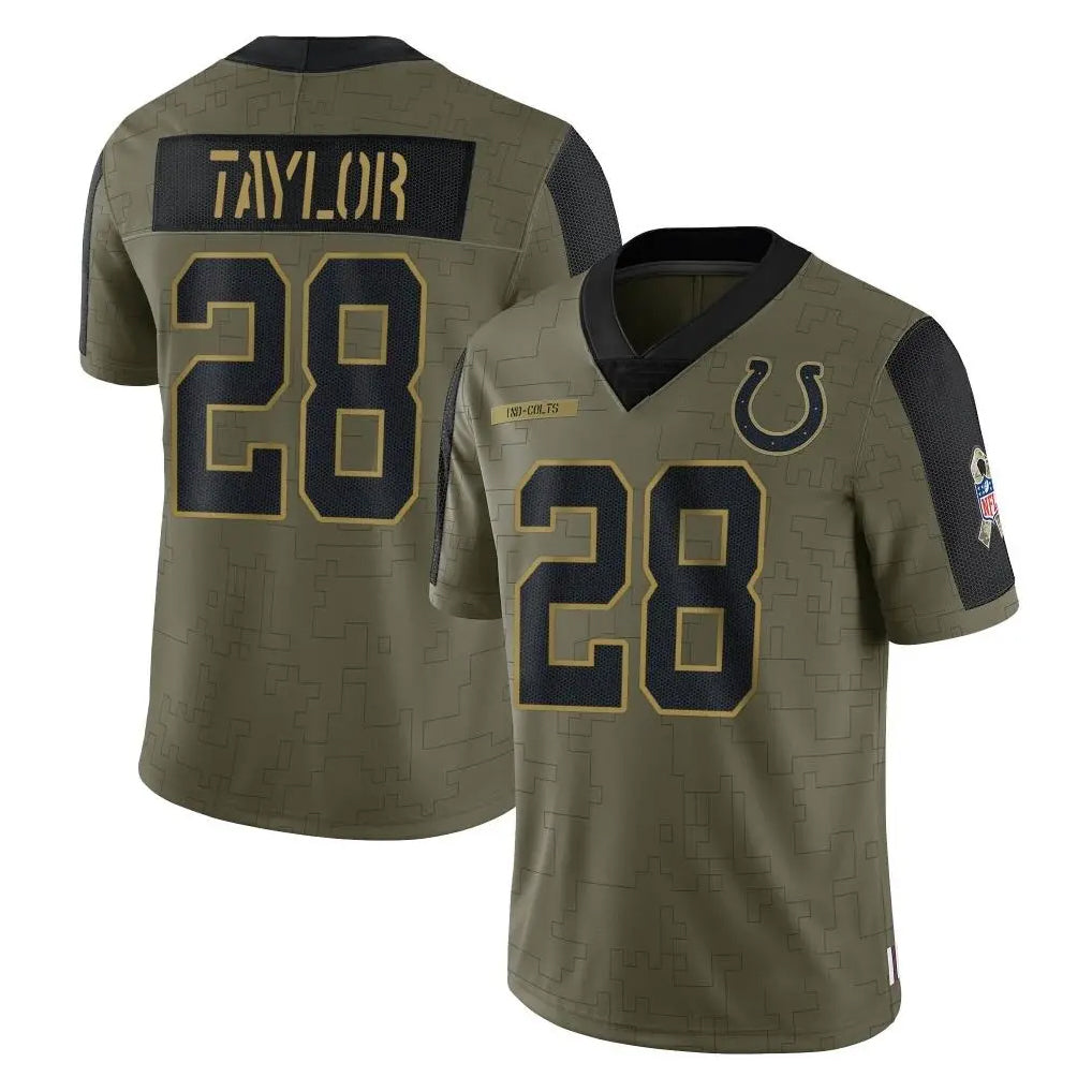 Vanessashop IN.Colts #28 Jonathan Taylor Player Olive Salute To Service Limited Game Stitched Jerseys