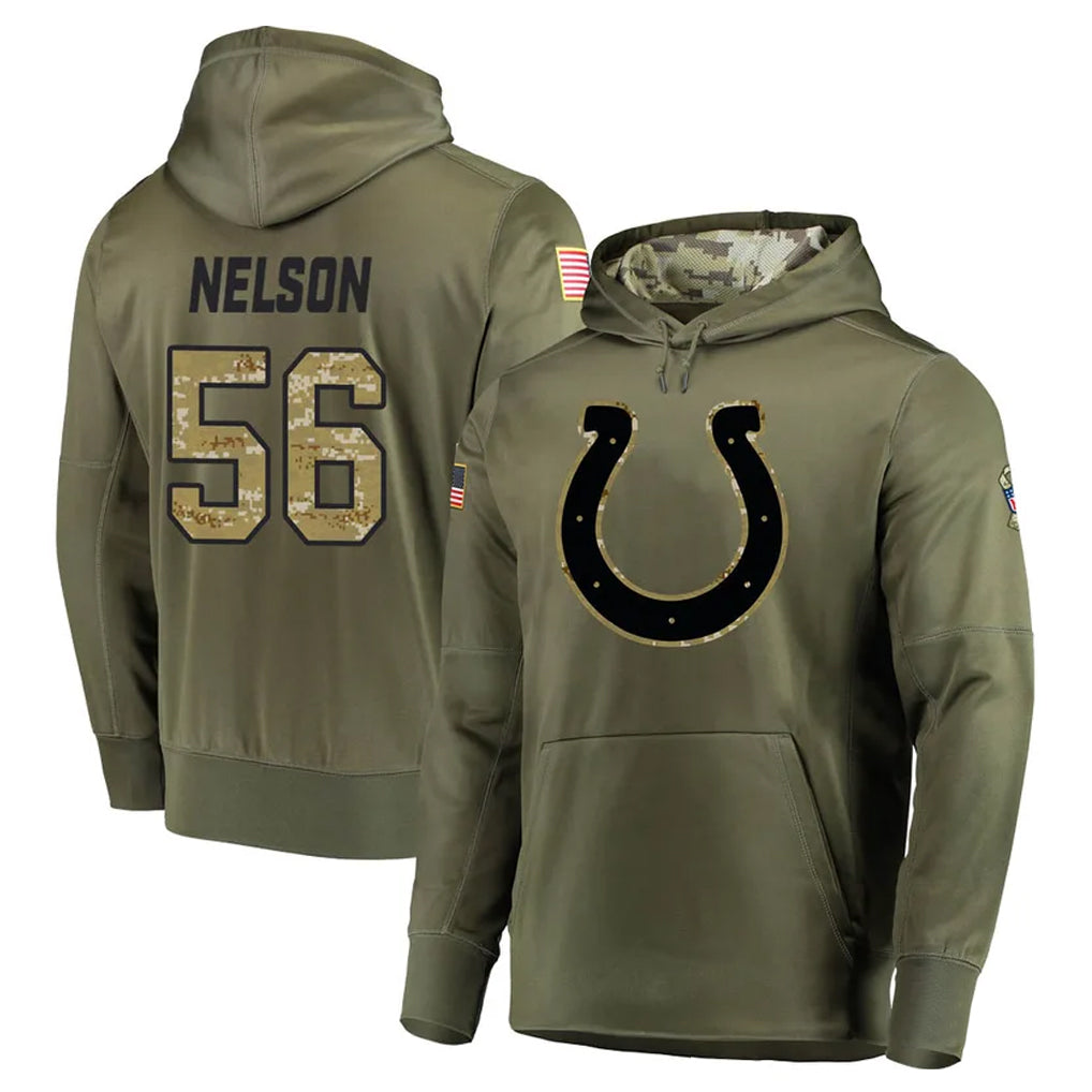 Vanessashop IN.Colts #56 Quenton Nelson Player Olive Salute to Service Pullover Hoodies Home Game Stitched Jerseys