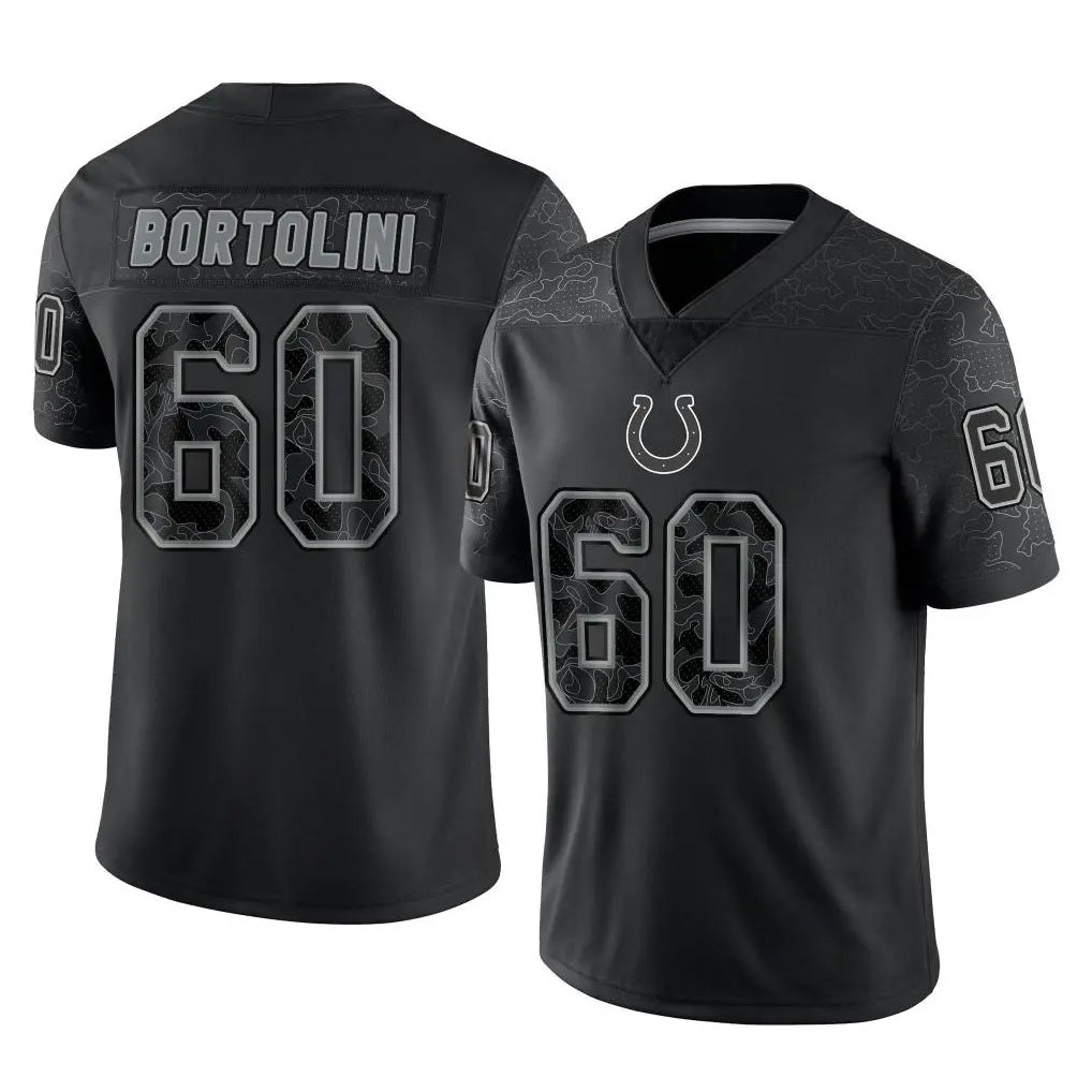 Vanessashop IN.Colts #60 Tanor Bortolini Player Black Reflective Limited Game Stitched Jerseys