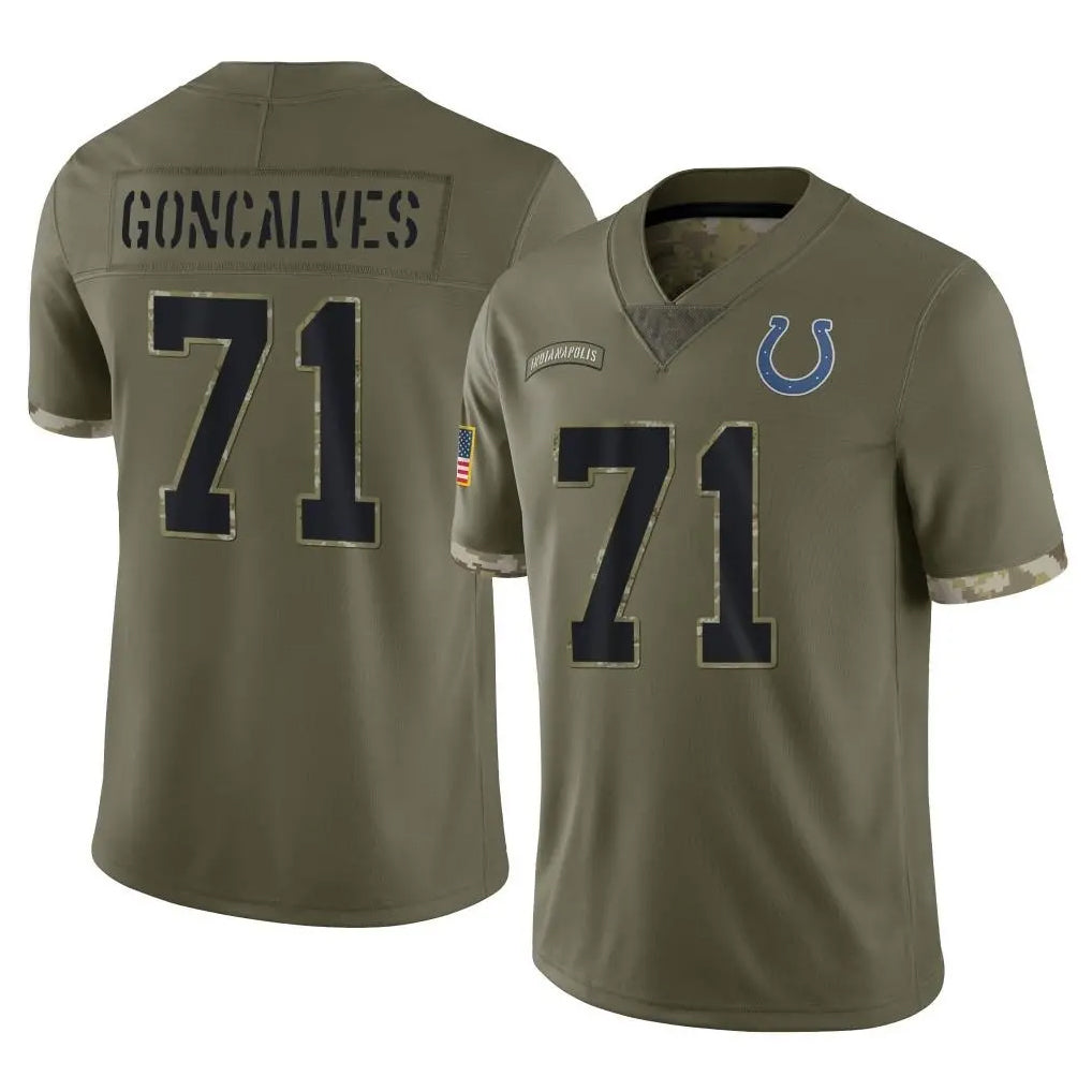 Vanessashop IN.Colts #71 Matt Goncalves Player Olive Salute To Service Limited Stitched Jerseys