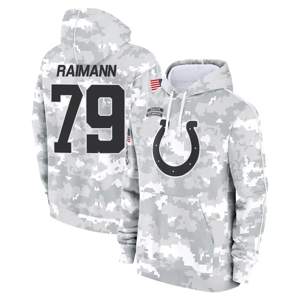 Vanessashop IN.Colts #79 Bernhard Raimann Player Arctic Camo Salute to Service Hoodies Limited Game Stitched Jerseys