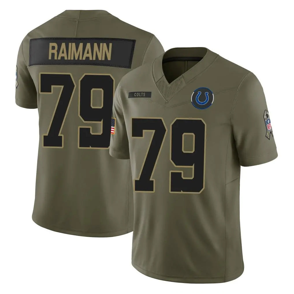 Vanessashop IN.Colts #79 Bernhard Raimann Player Olive Salute To Service Limited Game Stitched Jerseys