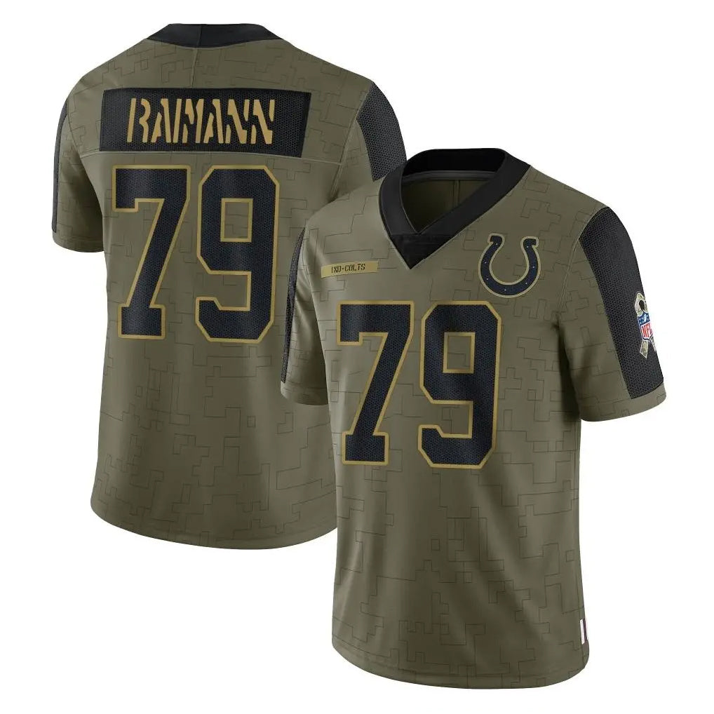 Vanessashop IN.Colts #79 Bernhard Raimann Player Olive Salute To Service Limited Game Stitched Jerseys