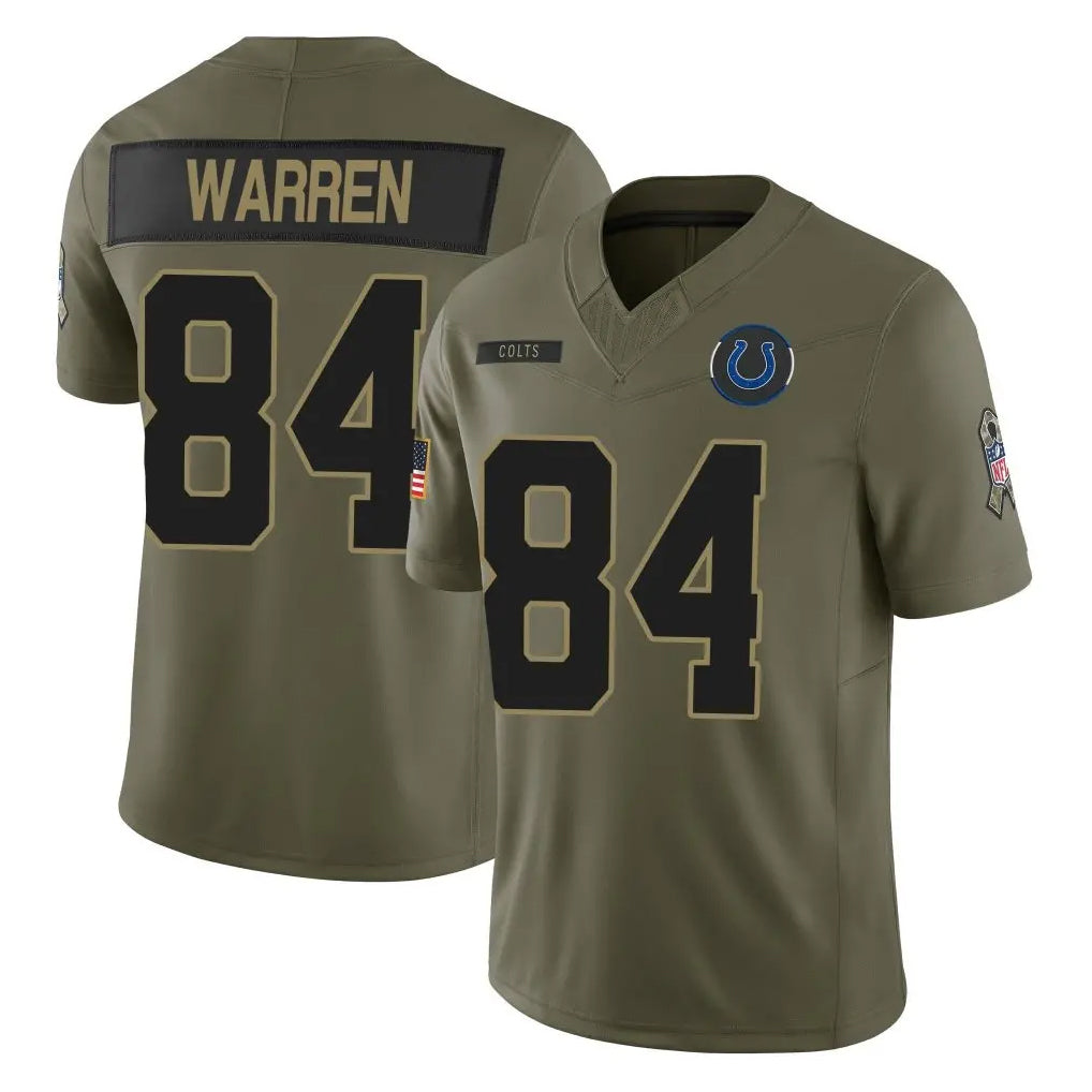 Vanessashop IN.Colts #84 Tyler Warren Player Olive 2025 Salute To Service Limited Game Stitched Jerseys