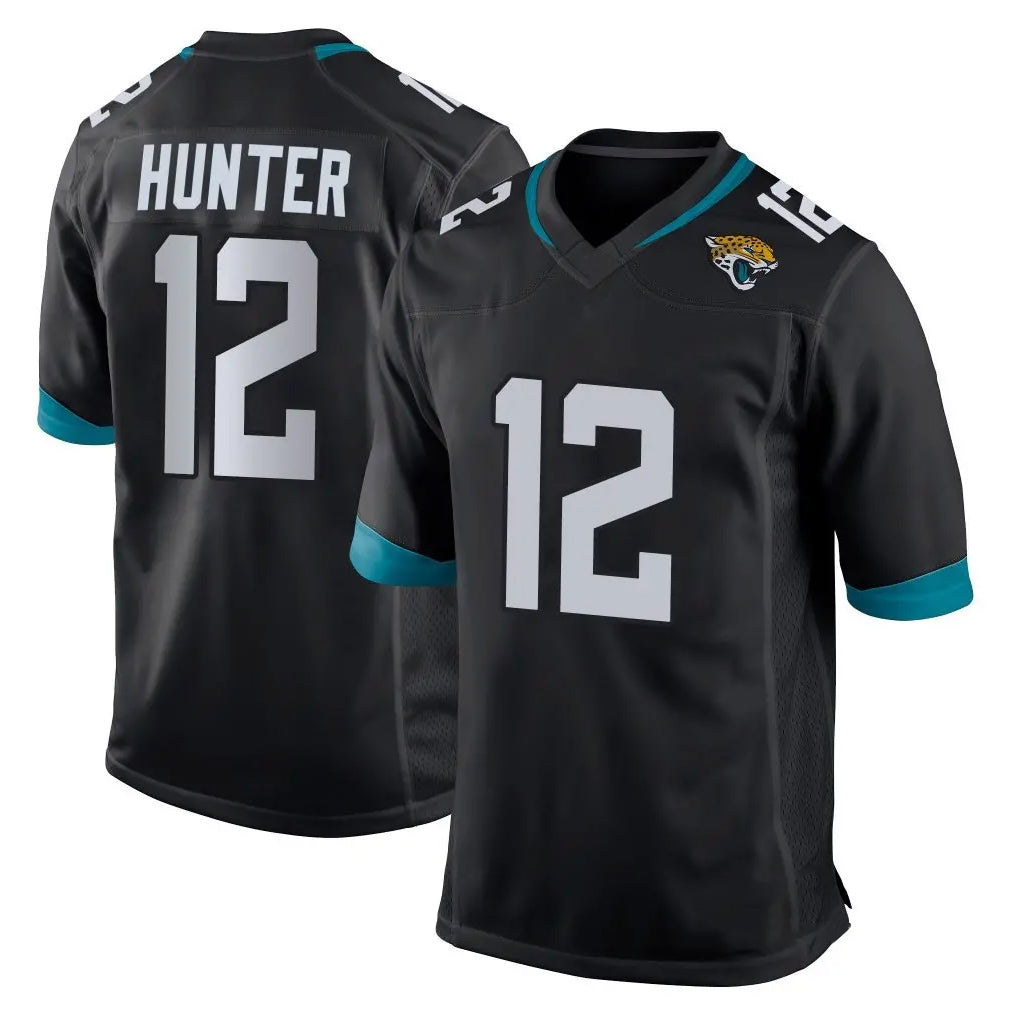 Vanessashop J.Jaguars #12 Travis Hunter Player Black Home Game Stitched Jerseys