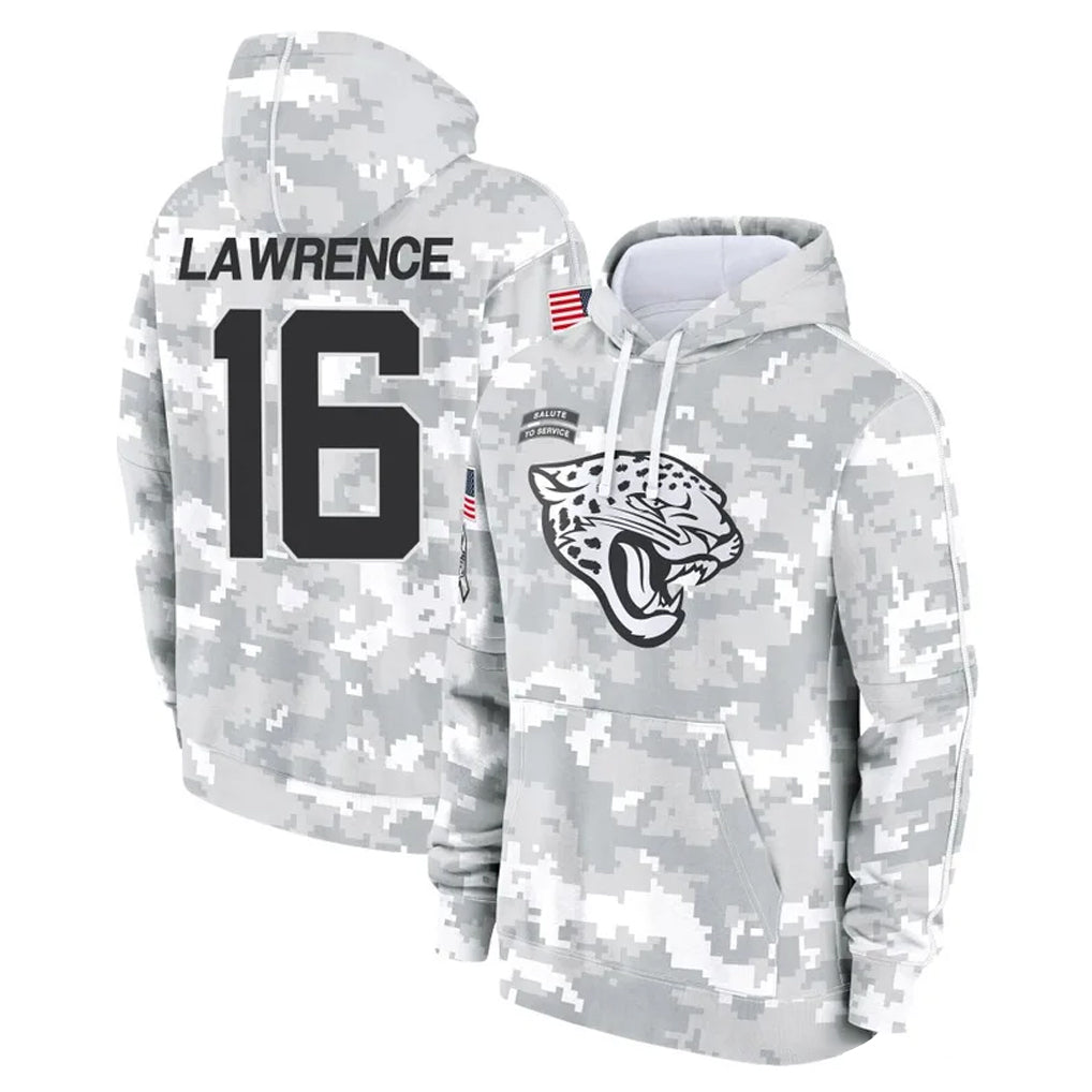Vanessashop J.Jaguars #16 Trevor Lawrence Player Arctic Camo Salute to Service Hoodies Limited Game Stitched Jerseys