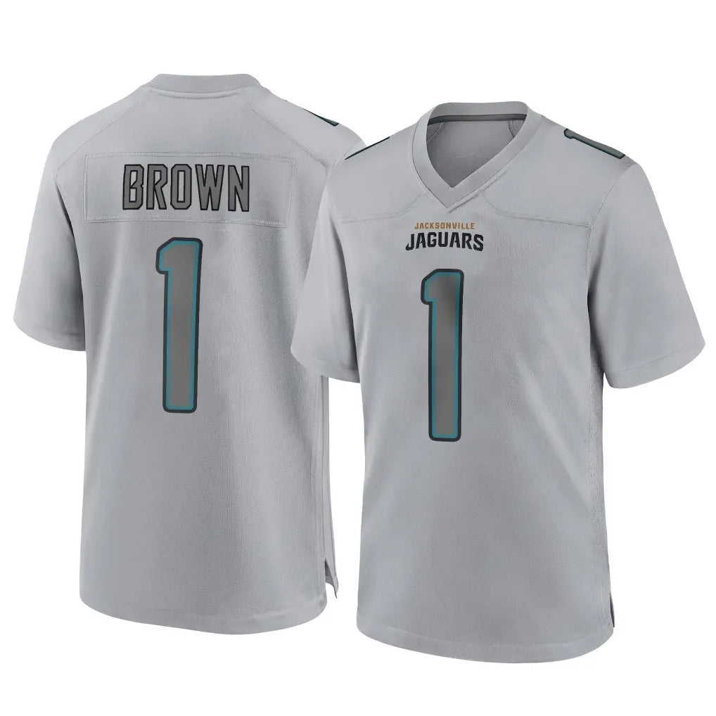 Vanessashop J.Jaguars #1 Montaric Brown Player Gray Atmosphere Fashion Home Game Stitched Jerseys