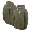 Vanessashop J.Jaguars #1 Montaric Brown Player Olive Salute to Service Pullover Hoodies Limited Stitched Jerseys