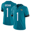 Vanessashop J.Jaguars #1 Montaric Brown Player Teal Vapor Untouchable Limited Home Game Stitched Jerseys