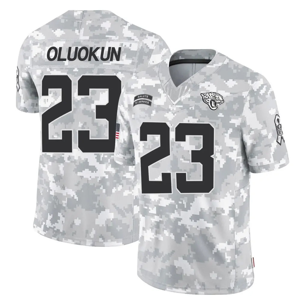 Vanessashop J.Jaguars #23 Foyesade Oluokun Player Arctic Camo Salute To Service Limited Game Stitched Jerseys