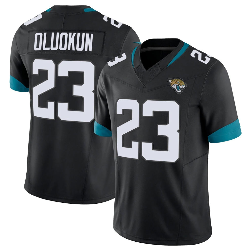 Vanessashop J.Jaguars #23 Foyesade Oluokun Player Black Vapor F.U.S.E. Limited Home Game Stitched Jerseys