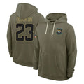 Vanessashop J.Jaguars #23 Foyesade Oluokun Player Olive Salute to Service Pullover Hoodies Limited Stitched Jerseys