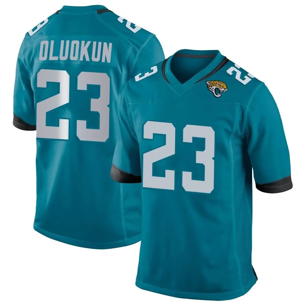 Vanessashop J.Jaguars #23 Foyesade Oluokun Player Teal Home Game Stitched Jerseys
