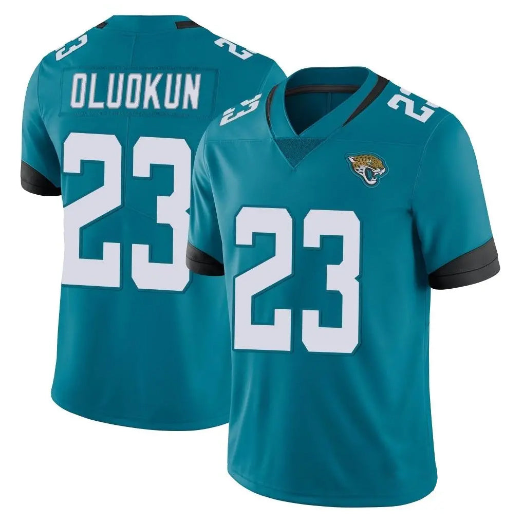 Vanessashop J.Jaguars #23 Foyesade Oluokun Player Teal Vapor Untouchable Limited Home Game Stitched Jerseys