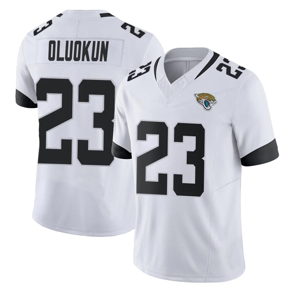 Vanessashop J.Jaguars #23 Foyesade Oluokun Player White Vapor F.U.S.E. Limited Home Game Stitched Jerseys