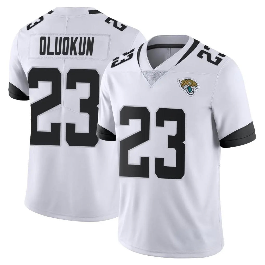 Vanessashop J.Jaguars #23 Foyesade Oluokun Player White Vapor Untouchable Limited Home Game Stitched Jerseys