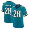 Vanessashop J.Jaguars #28 Fred Taylor Player Teal Prowler Throwback Limited Home Game Stitched Jerseys