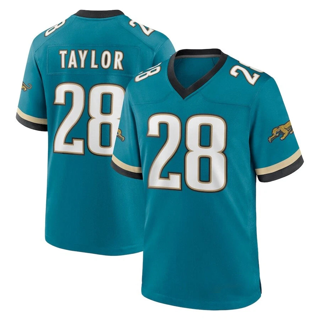 Vanessashop J.Jaguars #28 Fred Taylor Player Teal Prowler Throwback Limited Home Game Stitched Jerseys