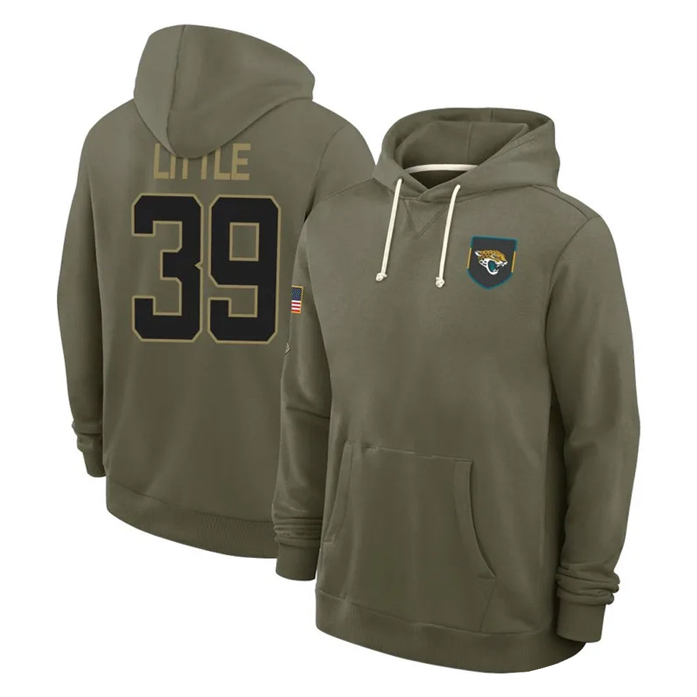Vanessashop J.Jaguars #39 Cam Little Player Olive Salute to Service Pullover Hoodies Limited Stitched Jerseys