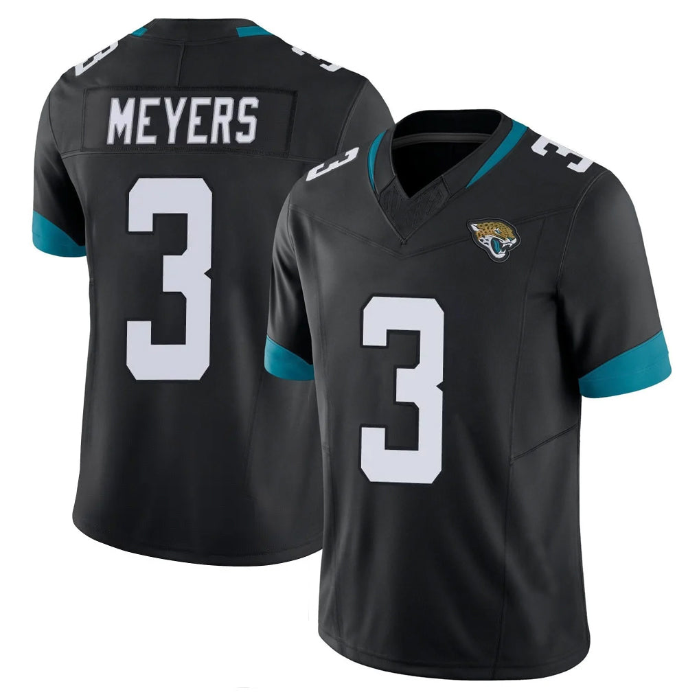 Vanessashop J.Jaguars #3 Jakobi Meyers Player Black Vapor F.U.S.E. Limited Home Game Stitched Jerseys