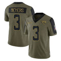 Vanessashop J.Jaguars #3 Jakobi Meyers Player Olive Salute To Service Limited Game Stitched Jerseys
