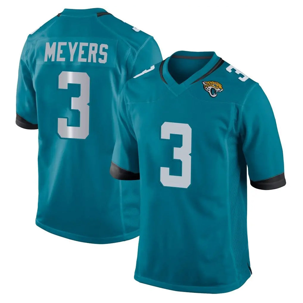 Vanessashop J.Jaguars #3 Jakobi Meyers Player Teal Home Game Stitched Jerseys
