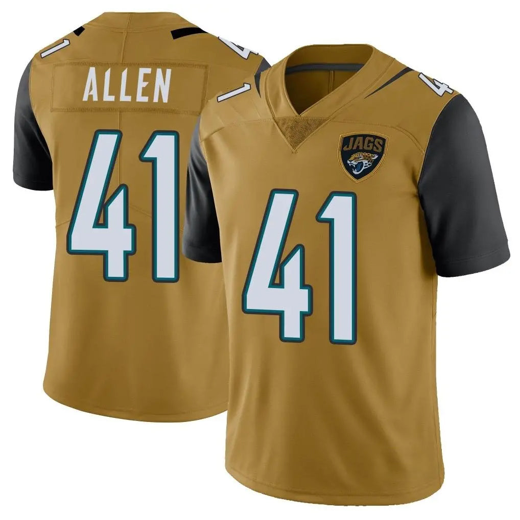 Vanessashop J.Jaguars #41 Josh Hines-Allen Player Gold Vapor Limited Home Game Stitched Jerseys
