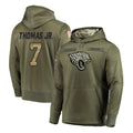 Vanessashop J.Jaguars #7 Brian Thomas Jr. Player Olive Salute to Service Pullover Hoodies Home Game Stitched Jerseys
