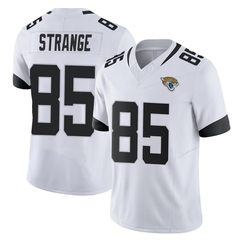 Vanessashop J.Jaguars #85 Brenton Strange Player White Vapor F.U.S.E. Limited Home Game Stitched Jerseys