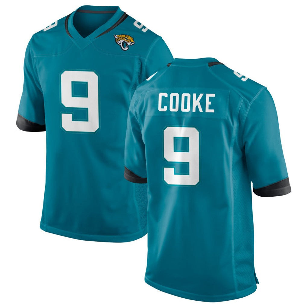 Vanessashop J.Jaguars #9 Logan Cooke Player Teal Home Game Stitched Jerseys