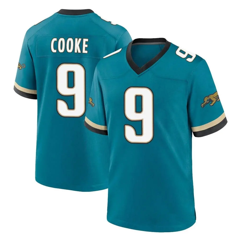 Vanessashop J.Jaguars #9 Logan Cooke Player Teal Prowler Throwback Limited Home Game Stitched Jerseys