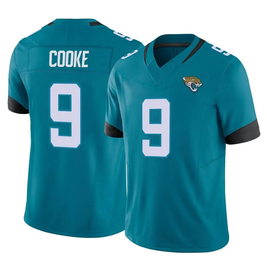 Vanessashop J.Jaguars #9 Logan Cooke Player Teal Vapor F.U.S.E. Limited Home Game Stitched Jerseys