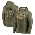 Vanessashop KC.Chiefs #17 Alohi Gilman Player Olive Salute to Service Pullover Hoodies Home Game Stitched Jerseys