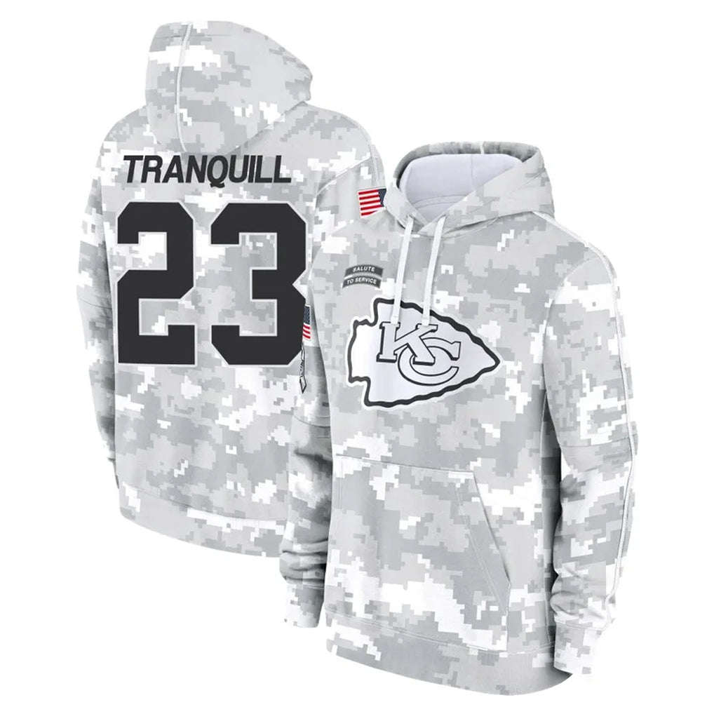 Vanessashop KC.Chiefs #23 Drue Tranquill Player Arctic Camo Salute to Service Hoodies Limited Game Stitched Jerseys