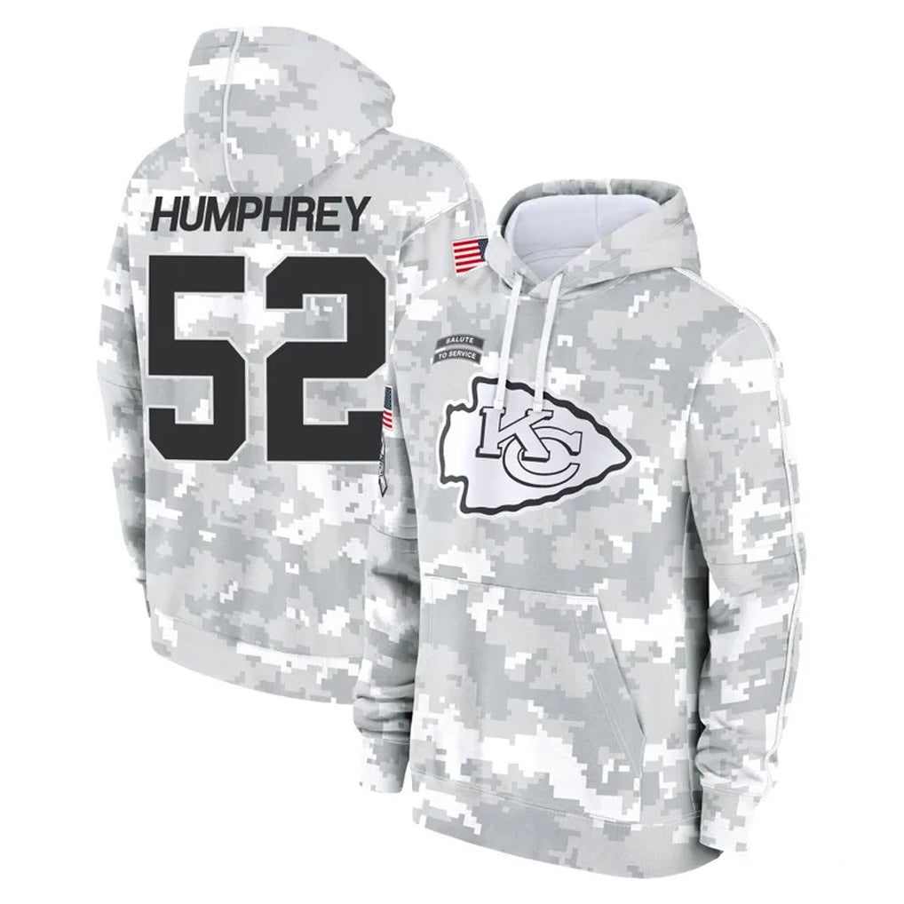 Vanessashop KC.Chiefs #52 Creed Humphrey Player Arctic Camo Salute to Service Hoodies Limited Game Stitched Jerseys