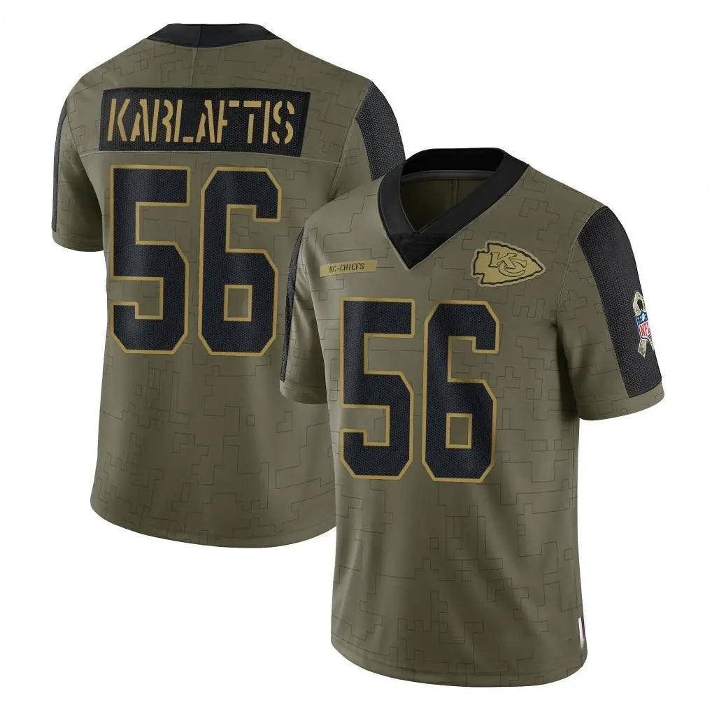 Vanessashop KC.Chiefs #56 George Karlaftis Player Olive Salute To Service Limited Game Stitched Jerseys