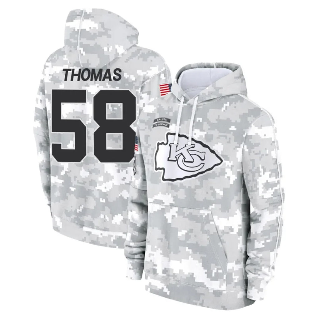 Vanessashop KC.Chiefs #58 Derrick Thomas Player Arctic Camo Salute to Service Hoodies Stitched Jerseys