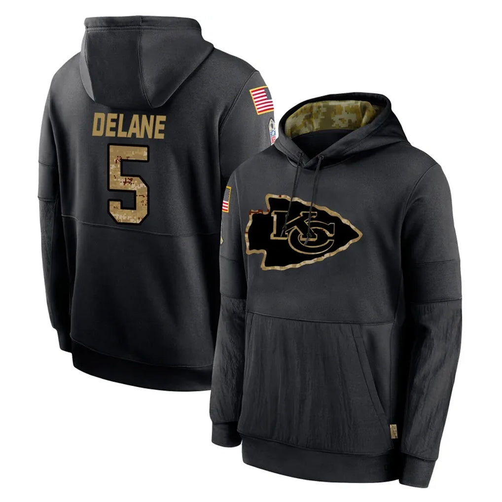 Vanessashop KC.Chiefs #5 Mansoor Delane Player Black Salute to Service Hoodies Limited Game Stitched Jerseys