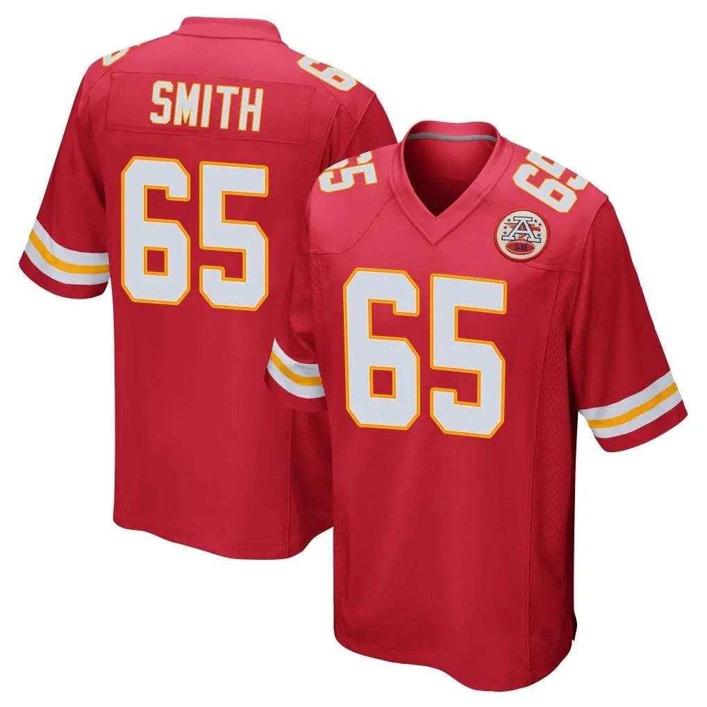 Vanessashop KC.Chiefs #65 Trey Smith Player Red Home Game Stitched Jerseys