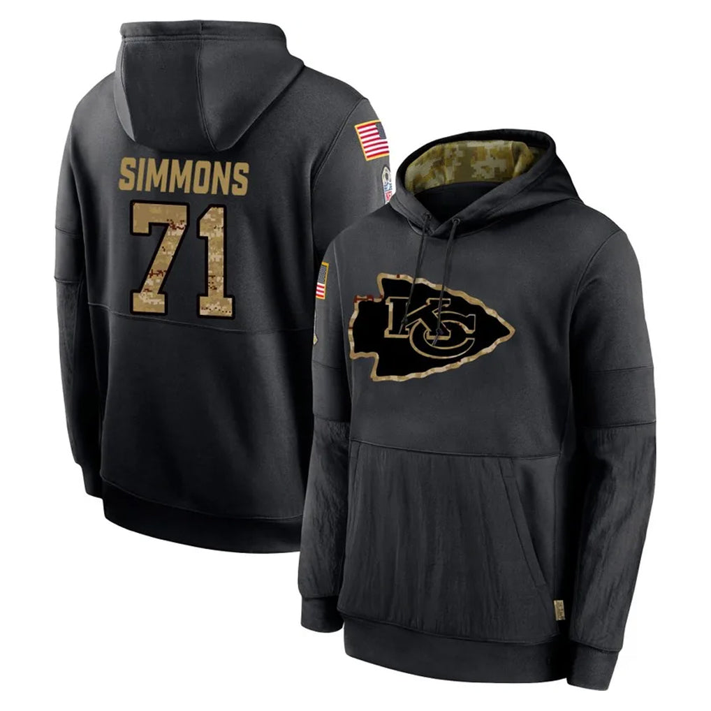 Vanessashop KC.Chiefs #71 Josh Simmons Player Black Salute to Service Hoodies Limited Game Stitched Jerseys