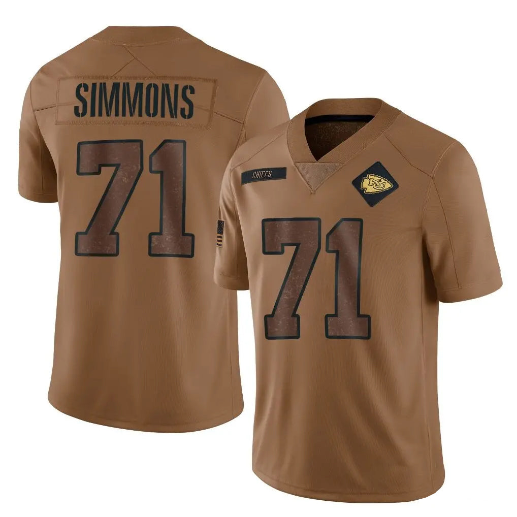 Vanessashop KC.Chiefs #71 Josh Simmons Player Brown Salute To Service Limited Stitched Jerseys