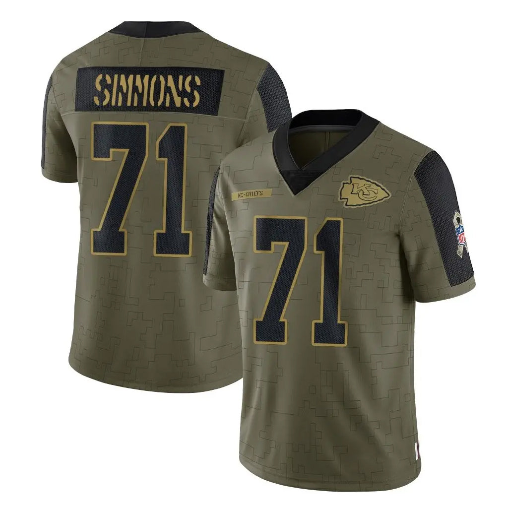 Vanessashop KC.Chiefs #71 Josh Simmons Player Olive Salute To Service Limited Game Stitched Jerseys
