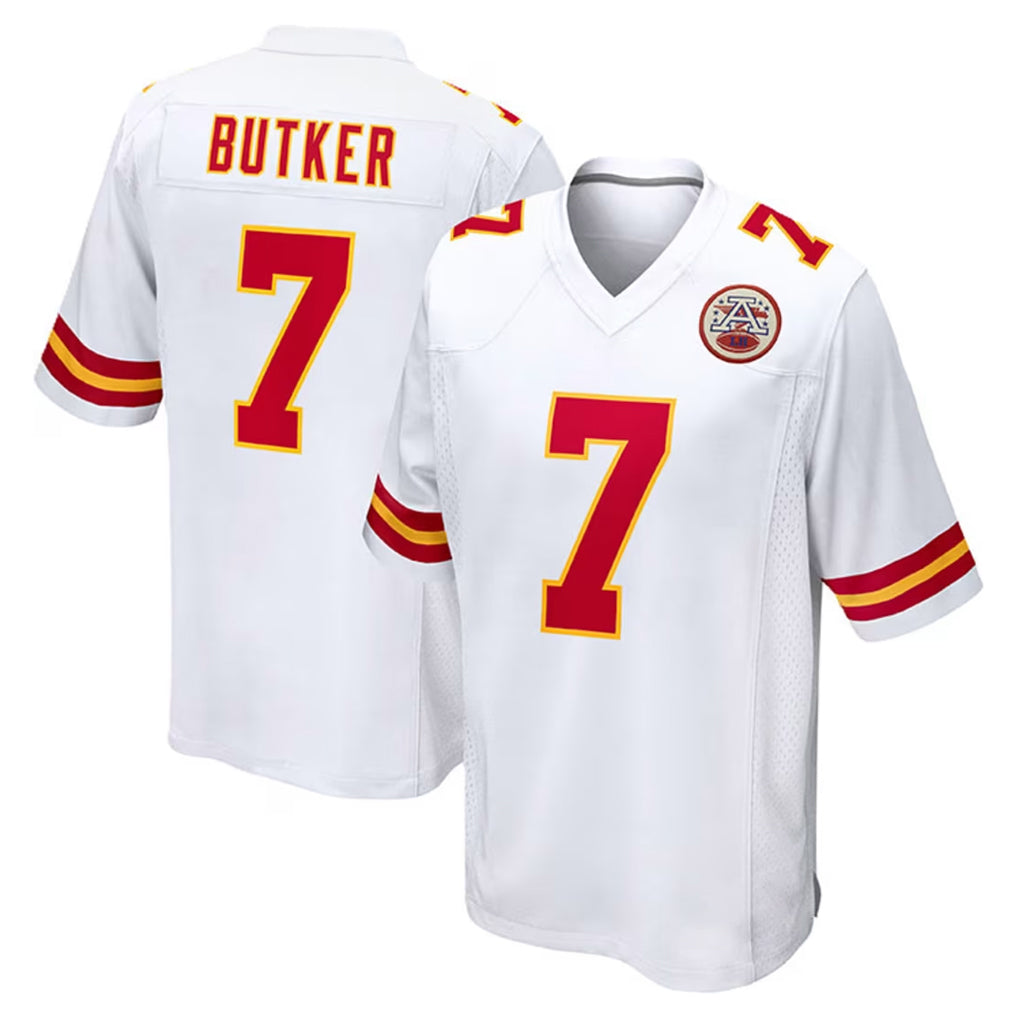 Vanessashop KC.Chiefs #7 Harrison Butker Player White Home Game Stitched Jerseys