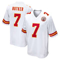 Vanessashop KC.Chiefs #7 Harrison Butker Player White Home Game Stitched Jerseys